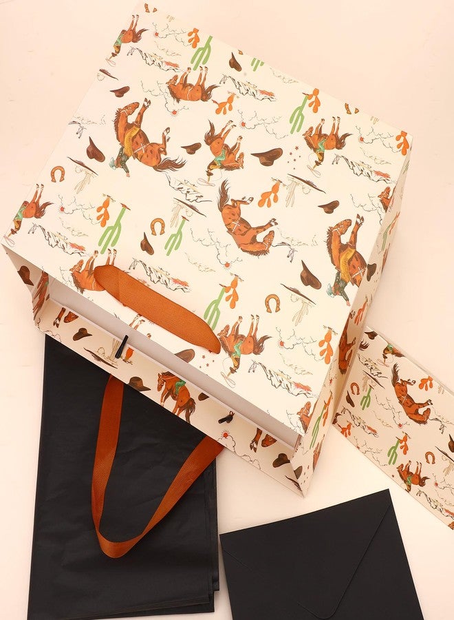 Fukaisu Cowboy Gift Bag, Western Theme Cowboy Gift Bag with Tissue Papers Envelop and Card Suitable for Men Boys Birthday Decoration & Wild West Party Favor Supplies - Image 4